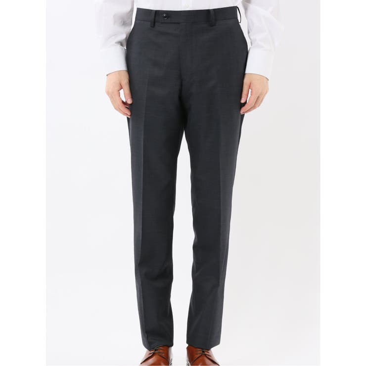 光沢ウール混 スリムフィット 2ボタン3ピーススーツ メランジ紺 | TAKA-Q MEN | 詳細画像12