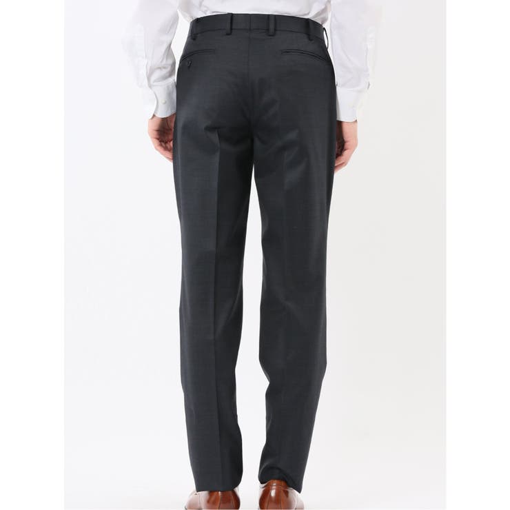 光沢ウール混 スリムフィット 2ボタン3ピーススーツ メランジ紺 | TAKA-Q MEN | 詳細画像13