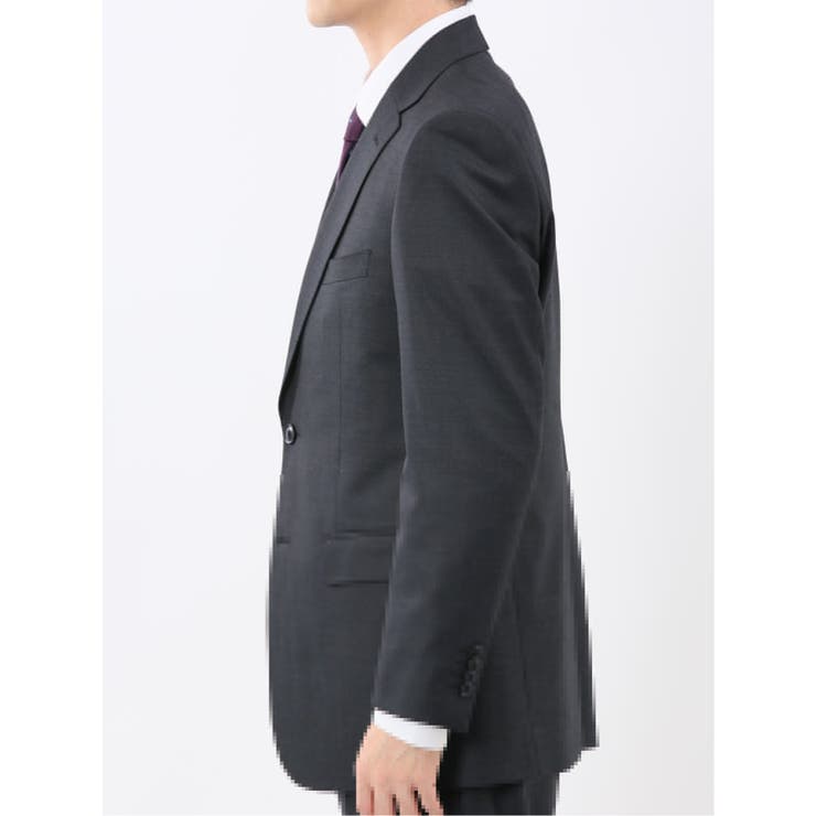 光沢ウール混 スリムフィット 2ボタン3ピーススーツ メランジ紺 | TAKA-Q MEN | 詳細画像6