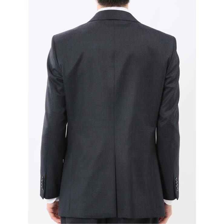 光沢ウール混 スリムフィット 2ボタン3ピーススーツ メランジ紺 | TAKA-Q MEN | 詳細画像7