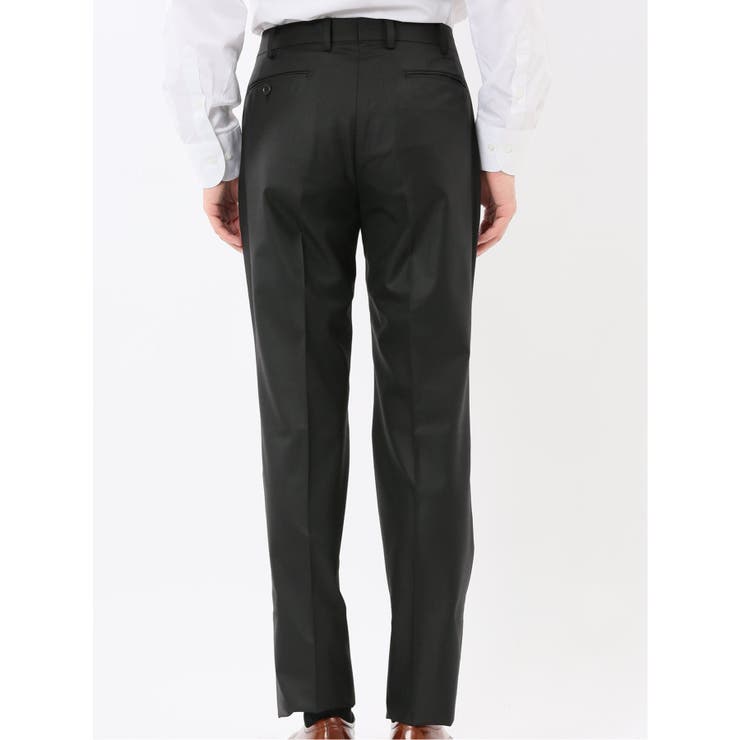 光沢ウール混 スリムフィット 2ボタン3ピーススーツ シャドーストライプ黒 | TAKA-Q MEN | 詳細画像14 