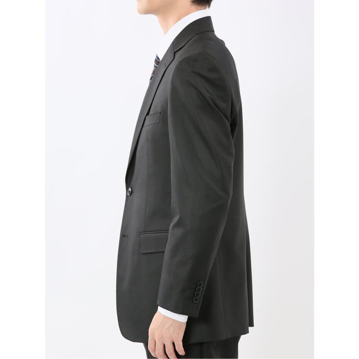 光沢ウール混 スリムフィット 2ボタン3ピーススーツ シャドーストライプ黒 | TAKA-Q MEN | 詳細画像6 