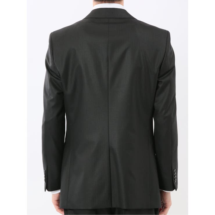 光沢ウール混 スリムフィット 2ボタン3ピーススーツ シャドーストライプ黒 | TAKA-Q MEN | 詳細画像7 