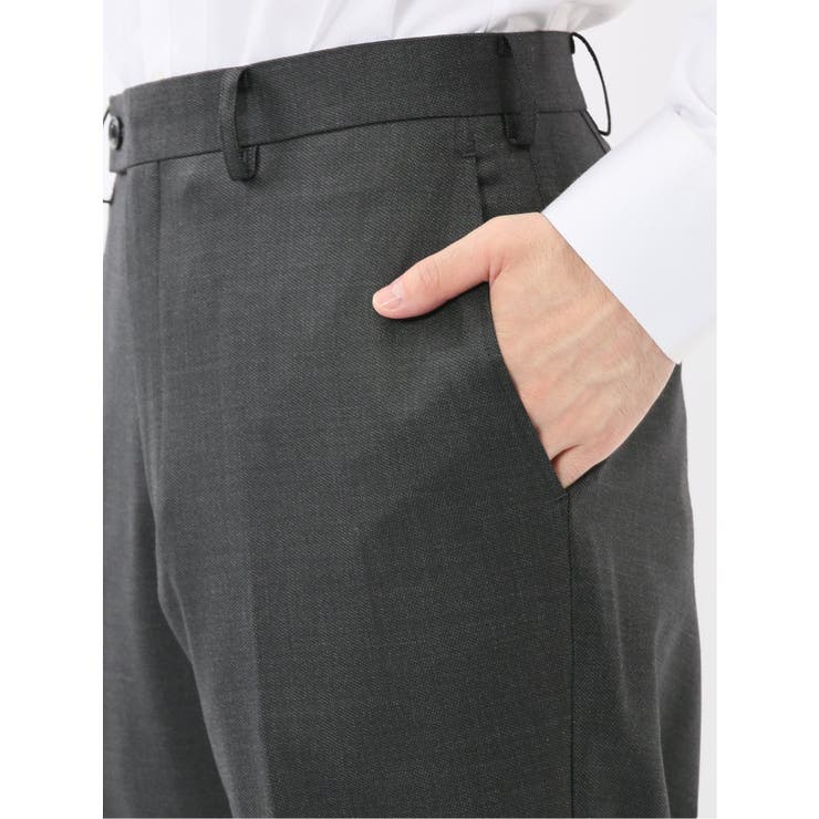 光沢ウール混 レギュラーフィット 2ボタン3ピーススーツ メランジグレー | TAKA-Q MEN | 詳細画像14 