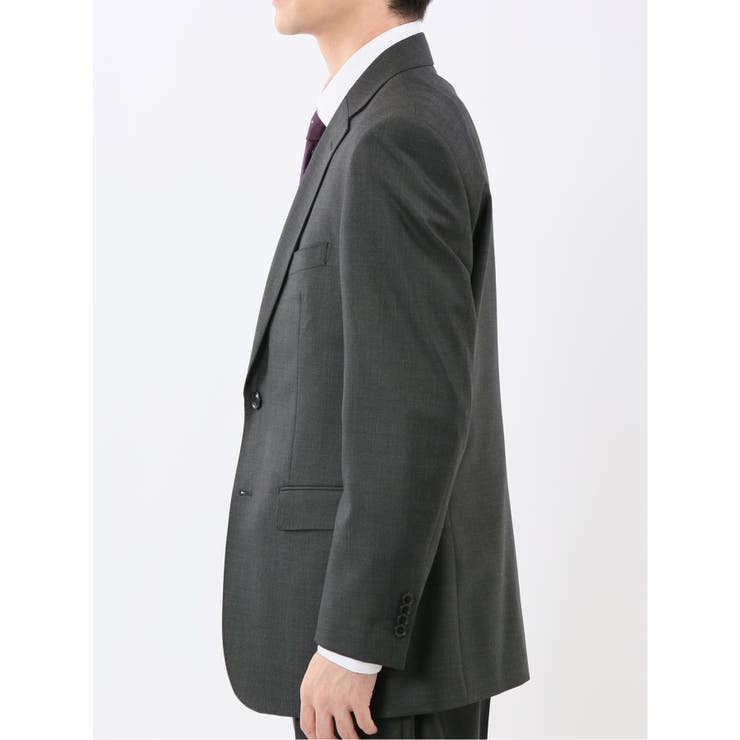 光沢ウール混 レギュラーフィット 2ボタン3ピーススーツ メランジグレー | TAKA-Q MEN | 詳細画像5 