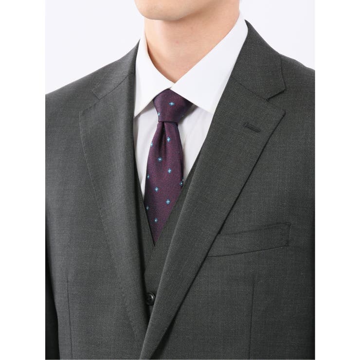 光沢ウール混 レギュラーフィット 2ボタン3ピーススーツ メランジグレー | TAKA-Q MEN | 詳細画像7 