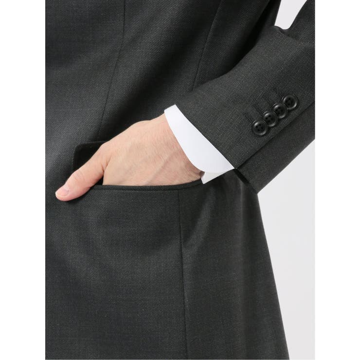 光沢ウール混 レギュラーフィット 2ボタン3ピーススーツ メランジグレー | TAKA-Q MEN | 詳細画像8 