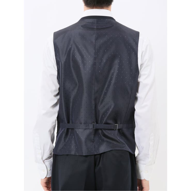 光沢ウール混 レギュラーフィット 2ボタン3ピーススーツ ツイル紺 | TAKA-Q MEN | 詳細画像11 