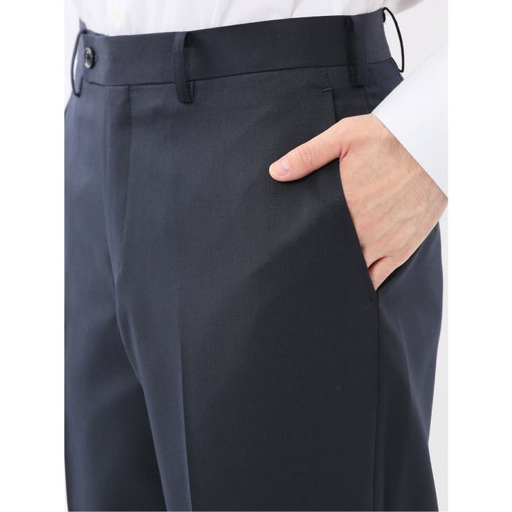 光沢ウール混 レギュラーフィット 2ボタン3ピーススーツ ツイル紺 | TAKA-Q MEN | 詳細画像14 