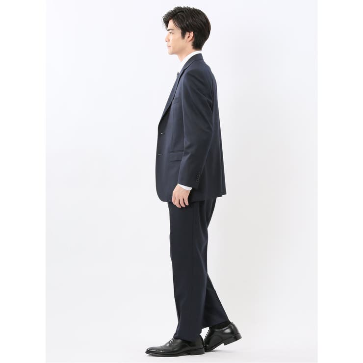 光沢ウール混 レギュラーフィット 2ボタン3ピーススーツ ツイル紺 | TAKA-Q MEN | 詳細画像2 