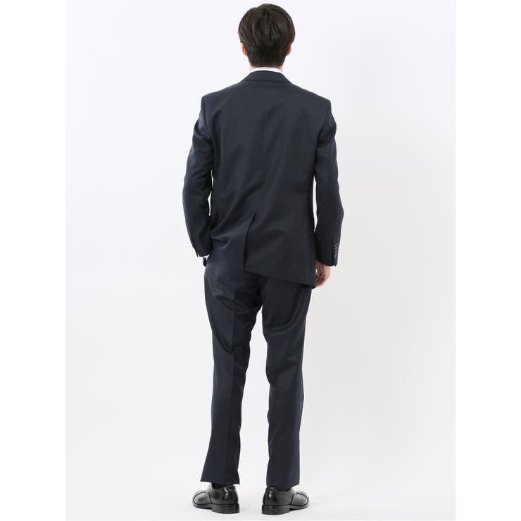 光沢ウール混 レギュラーフィット 2ボタン3ピーススーツ ツイル紺 | TAKA-Q MEN | 詳細画像3 