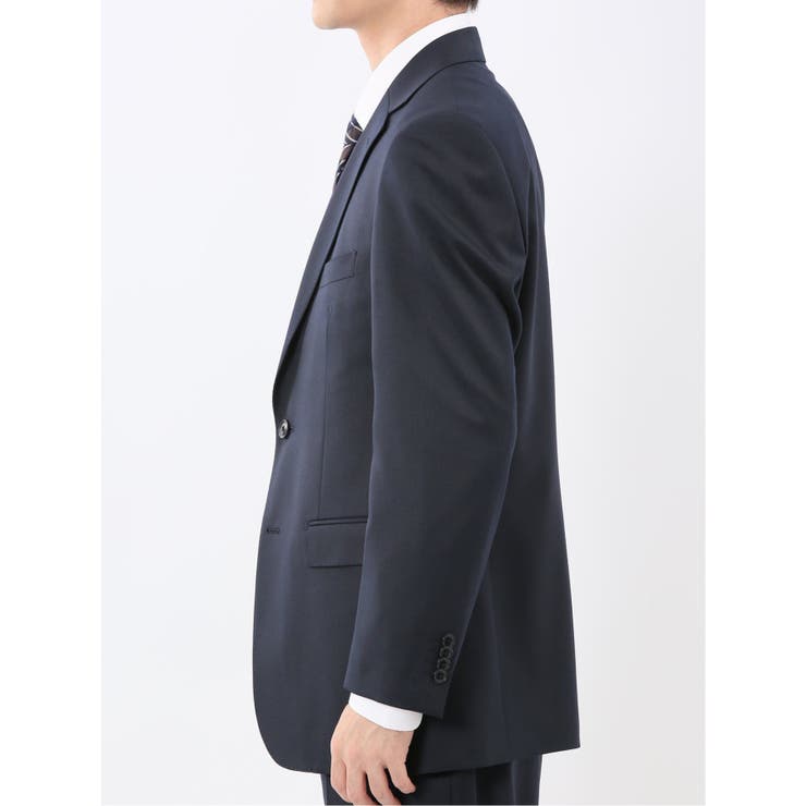 光沢ウール混 レギュラーフィット 2ボタン3ピーススーツ ツイル紺 | TAKA-Q MEN | 詳細画像5 