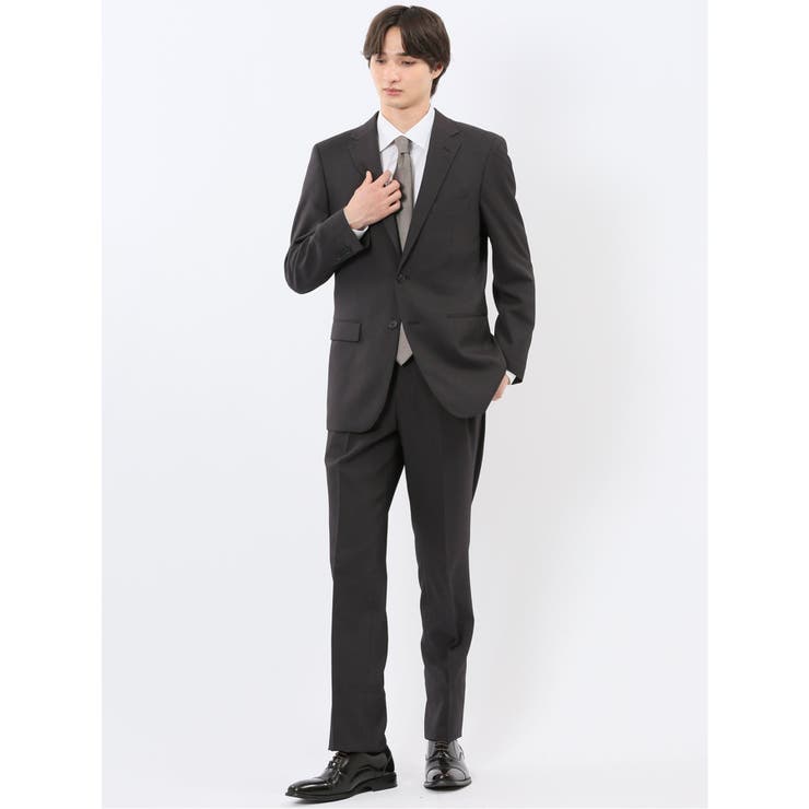 ストレッチウォッシャブル スリムフィット 2ボタン2ピーススーツ 千鳥黒 | TAKA-Q MEN | 詳細画像1 