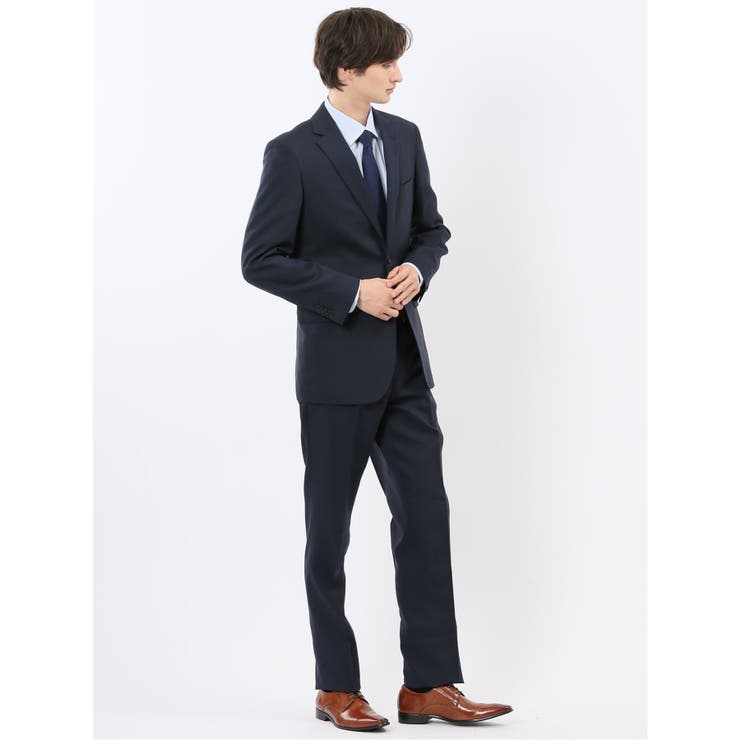 ストレッチウォッシャブル スリムフィット 2ボタン2ピーススーツ 組織紺 | TAKA-Q MEN | 詳細画像4 