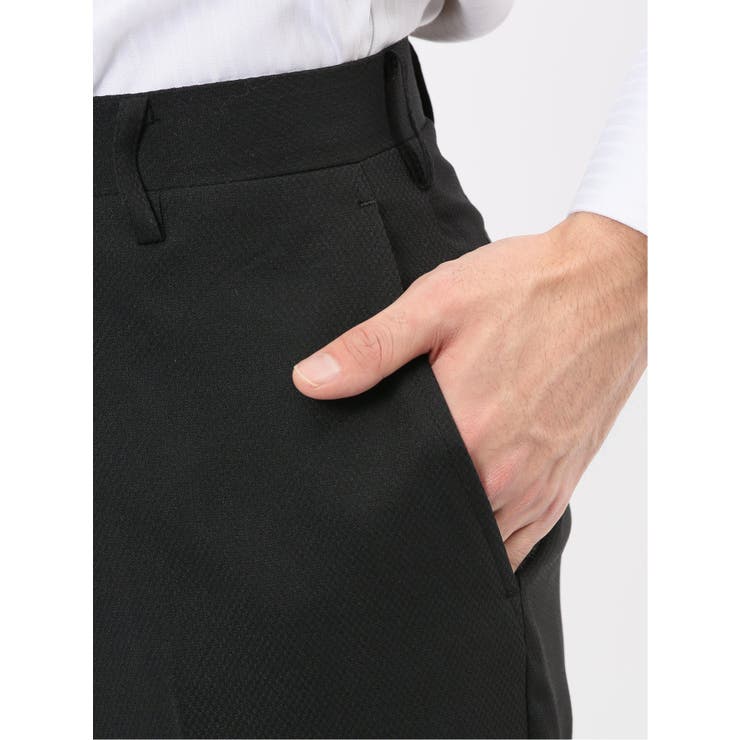 ストレッチウォッシャブル スリムフィット 2ボタン2ピーススーツ 組織黒 | TAKA-Q MEN | 詳細画像14 