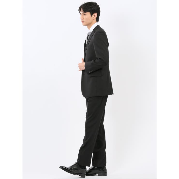 ストレッチウォッシャブル スリムフィット 2ボタン2ピーススーツ 組織黒 | TAKA-Q MEN | 詳細画像2 