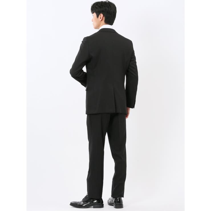 ストレッチウォッシャブル スリムフィット 2ボタン2ピーススーツ 組織黒 | TAKA-Q MEN | 詳細画像3 