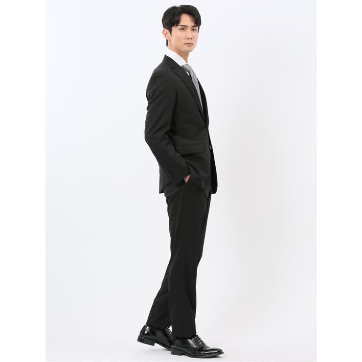 ストレッチウォッシャブル スリムフィット 2ボタン2ピーススーツ 組織黒 | TAKA-Q MEN | 詳細画像4 
