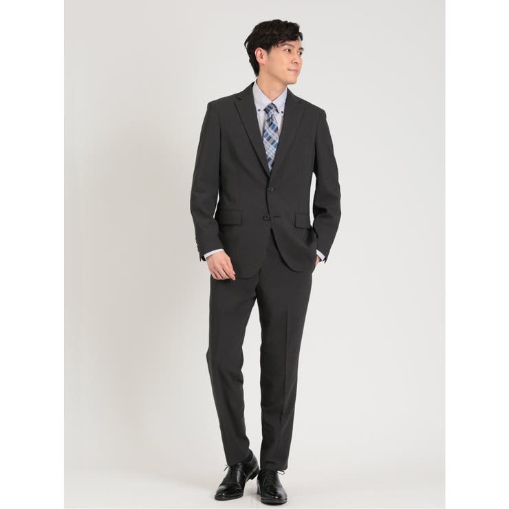 軽量ストレッチ レギュラーフィット 2ボタン2ピーススーツ ストライプ黒 | TAKA-Q MEN | 詳細画像2 