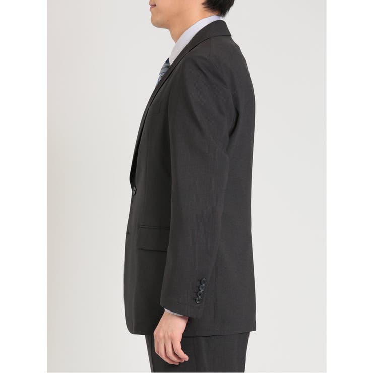 軽量ストレッチ レギュラーフィット 2ボタン2ピーススーツ ストライプ黒 | TAKA-Q MEN | 詳細画像6 