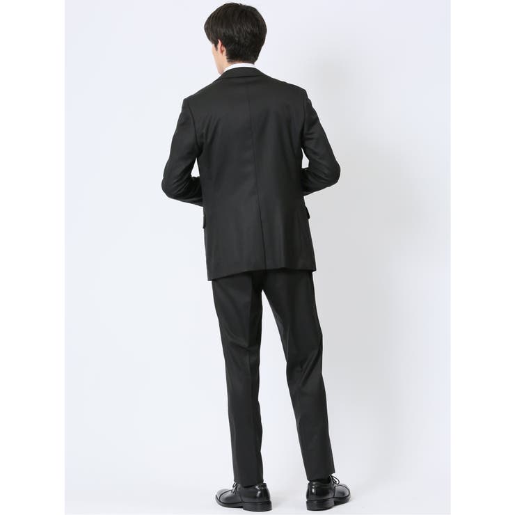 光沢ウール混 スリムフィット 2ボタン3ピーススーツ 千鳥黒 | TAKA-Q MEN | 詳細画像2 