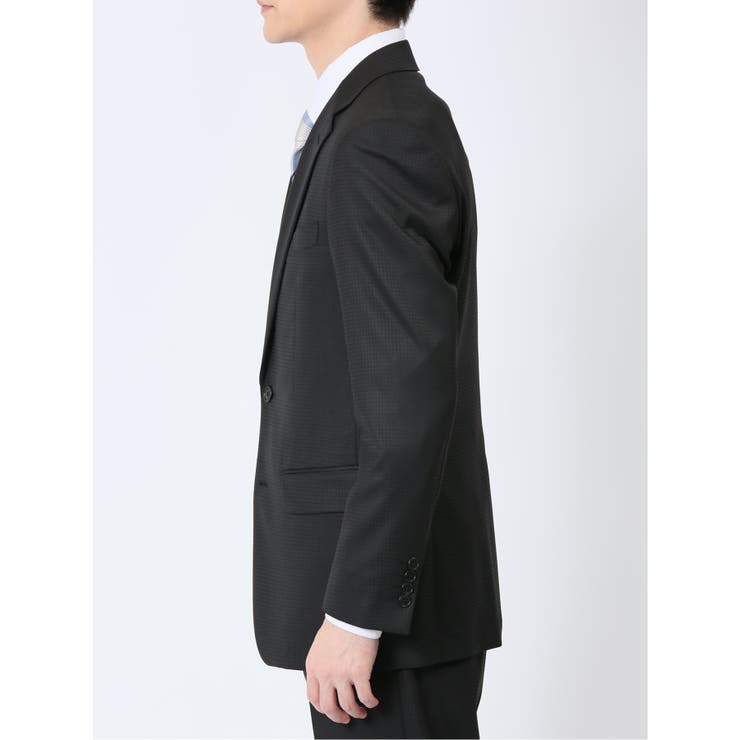 光沢ウール混 スリムフィット 2ボタン3ピーススーツ 千鳥黒 | TAKA-Q MEN | 詳細画像5 