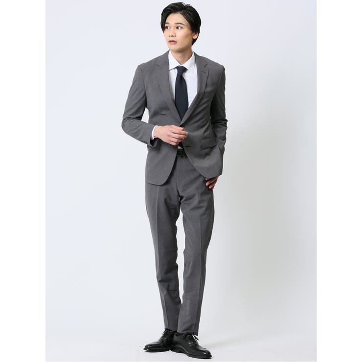 ストレッチウォッシャブル スリムフィット 2ボタン2ピーススーツ 無地グレー | TAKA-Q MEN | 詳細画像3 