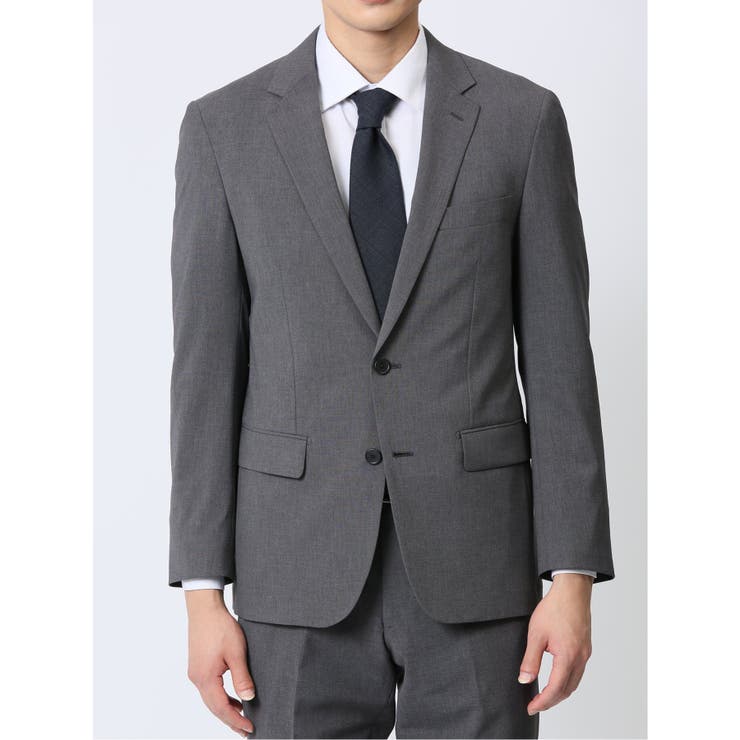 ストレッチウォッシャブル スリムフィット 2ボタン2ピーススーツ 無地グレー | TAKA-Q MEN | 詳細画像4 