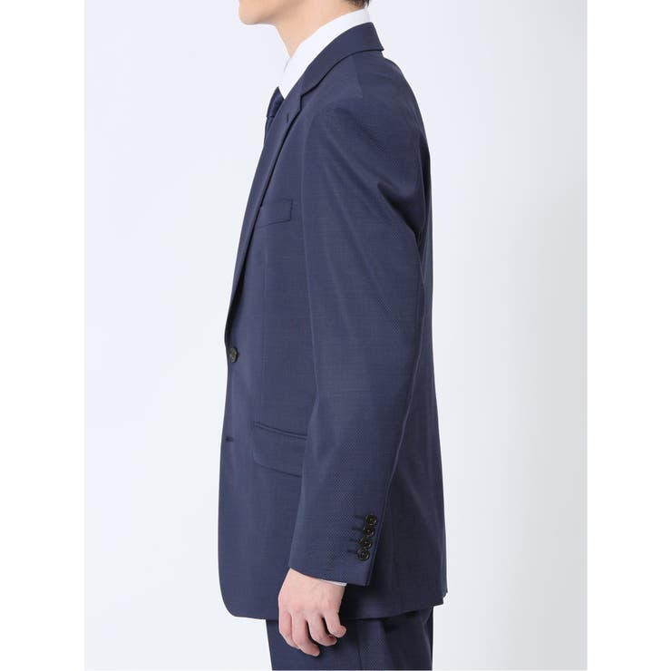 光沢ウール混 レギュラーフィット 2ボタン3ピーススーツ 組織紺 | TAKA-Q MEN | 詳細画像5 