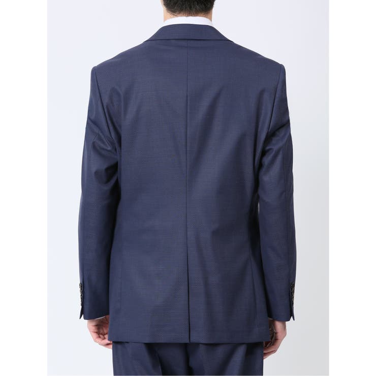 光沢ウール混 レギュラーフィット 2ボタン3ピーススーツ 組織紺 | TAKA-Q MEN | 詳細画像6 