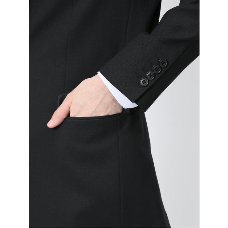 ストレッチウォッシャブル スリムフィット 2ボタン3ピーススーツ 組織黒 | TAKA-Q MEN | 詳細画像8 