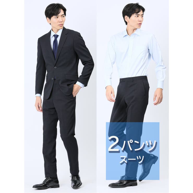 75紺 | ストレッチウォッシャブル レギュラーフィット 2ボタン2パンツスーツ | TAKA-Q MEN