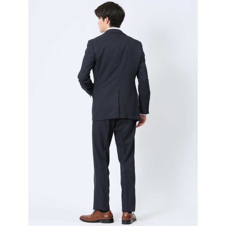 ストレッチウォッシャブル スリムフィット 2ボタン3ピーススーツ 組織紺 | TAKA-Q MEN | 詳細画像2 