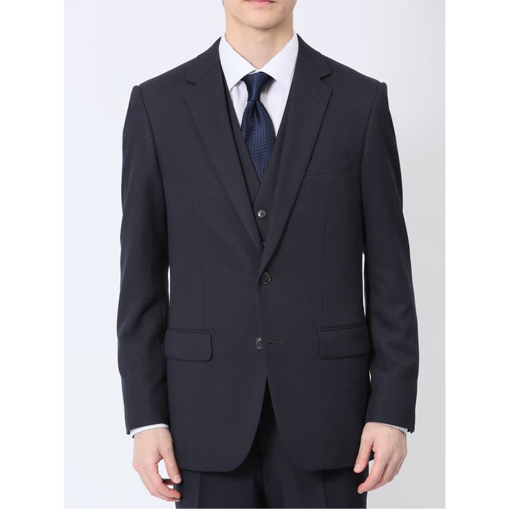 ストレッチウォッシャブル スリムフィット 2ボタン3ピーススーツ 組織紺 | TAKA-Q MEN | 詳細画像4 