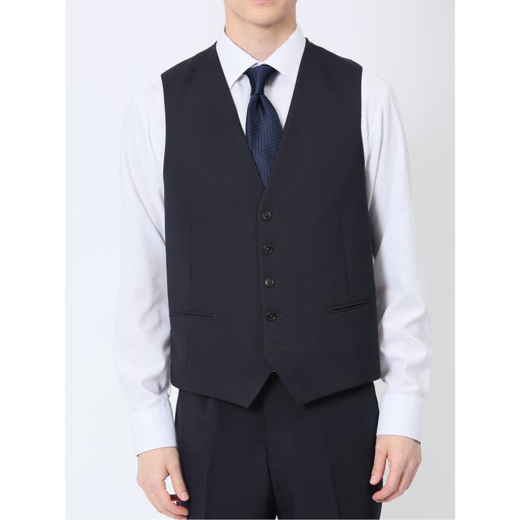 ストレッチウォッシャブル スリムフィット 2ボタン3ピーススーツ 組織紺 | TAKA-Q MEN | 詳細画像9 