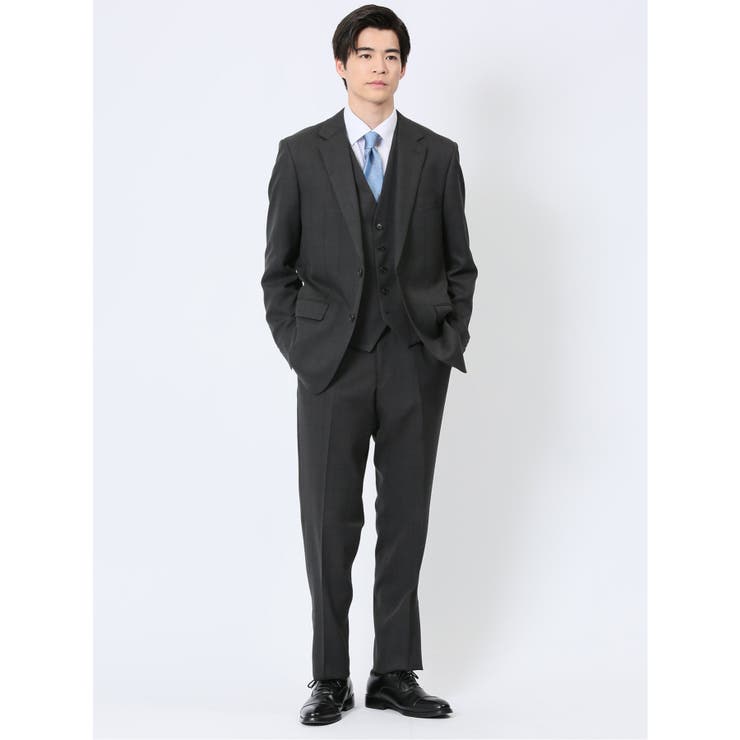 06グレー | ストレッチウォッシャブル レギュラーフィット 2ボタン3ピーススーツ | TAKA-Q MEN