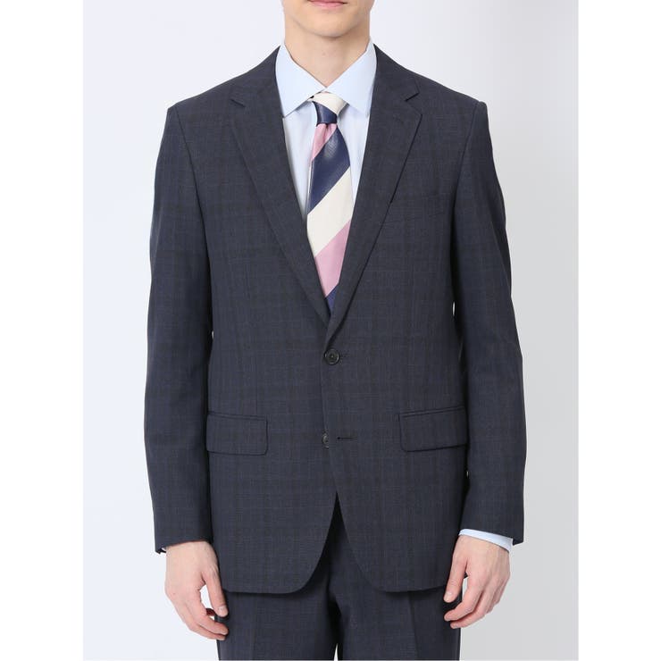 ストレッチウォッシャブル スリムフィット 2ボタン2ピーススーツ チェック紺 | TAKA-Q MEN | 詳細画像5 