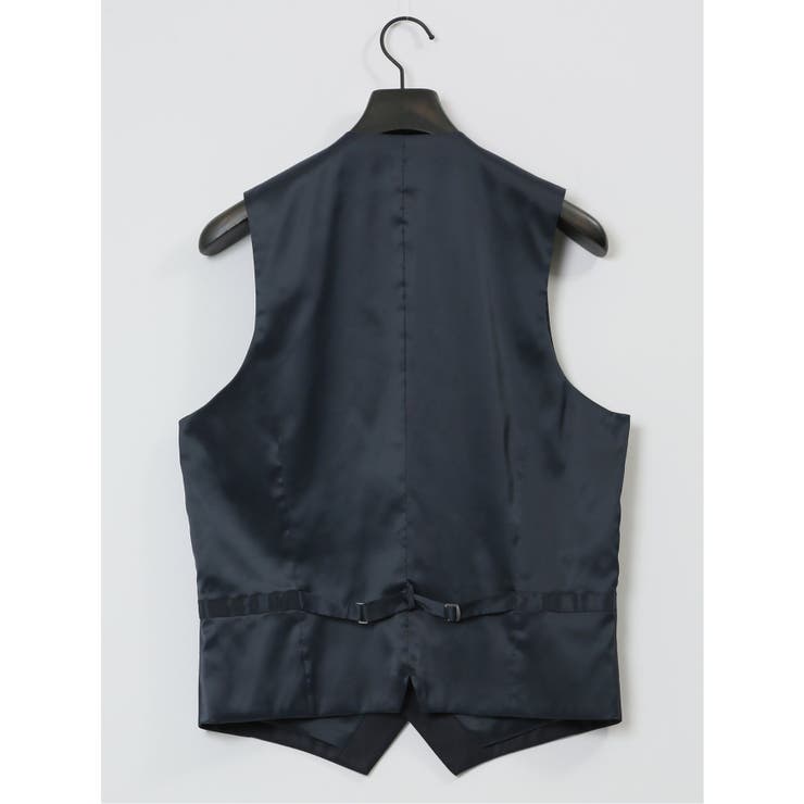 光沢ウール混 スリムフィット 2ボタン3ピーススーツ 組織紺 | TAKA-Q MEN | 詳細画像8 