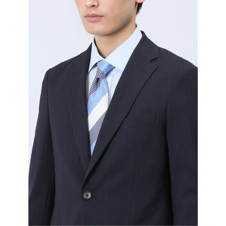 軽量ストレッチ レギュラーフィット 2ボタン2ピーススーツ ストライプ紺 | TAKA-Q MEN | 詳細画像8 