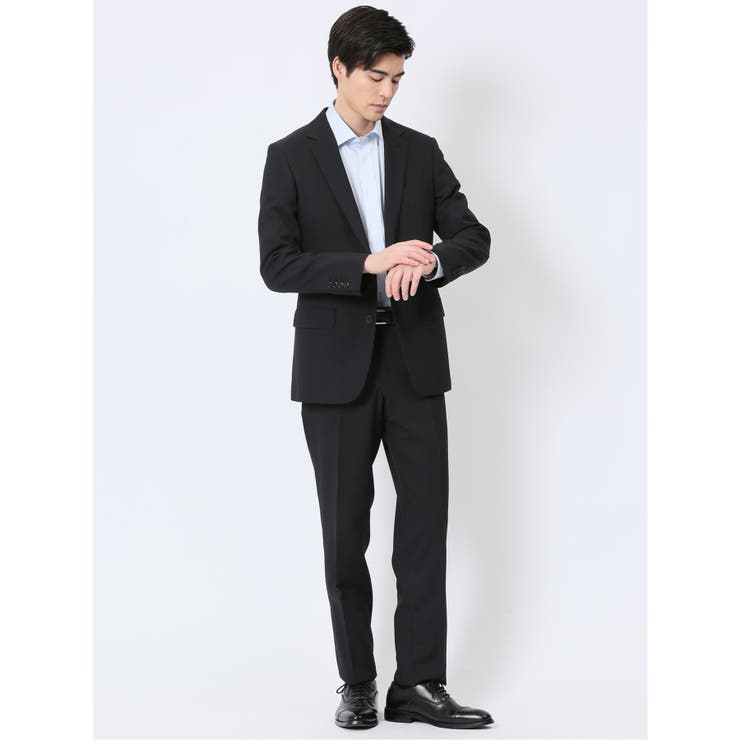 05黒 | ストレッチウォッシャブル スリムフィット 2ボタン2ピーススーツ | TAKA-Q MEN