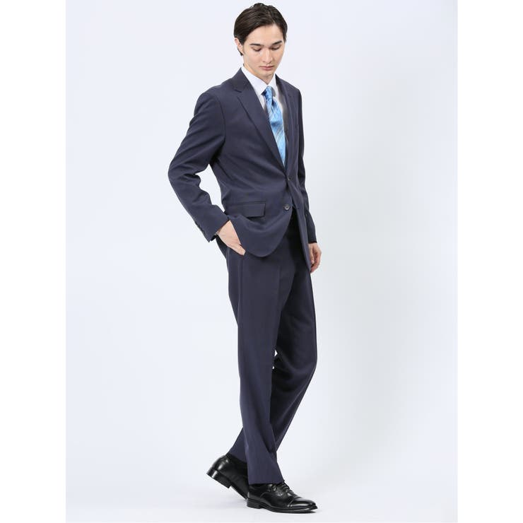 ストレッチウォッシャブル レギュラーフィット 2ボタン2ピーススーツ 組織青 | TAKA-Q MEN | 詳細画像5 