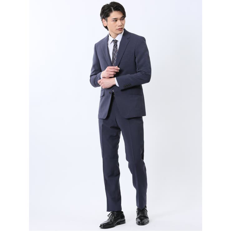 70青 | ストレッチウォッシャブル レギュラーフィット 2ボタン2ピーススーツ 組織青 | TAKA-Q MEN