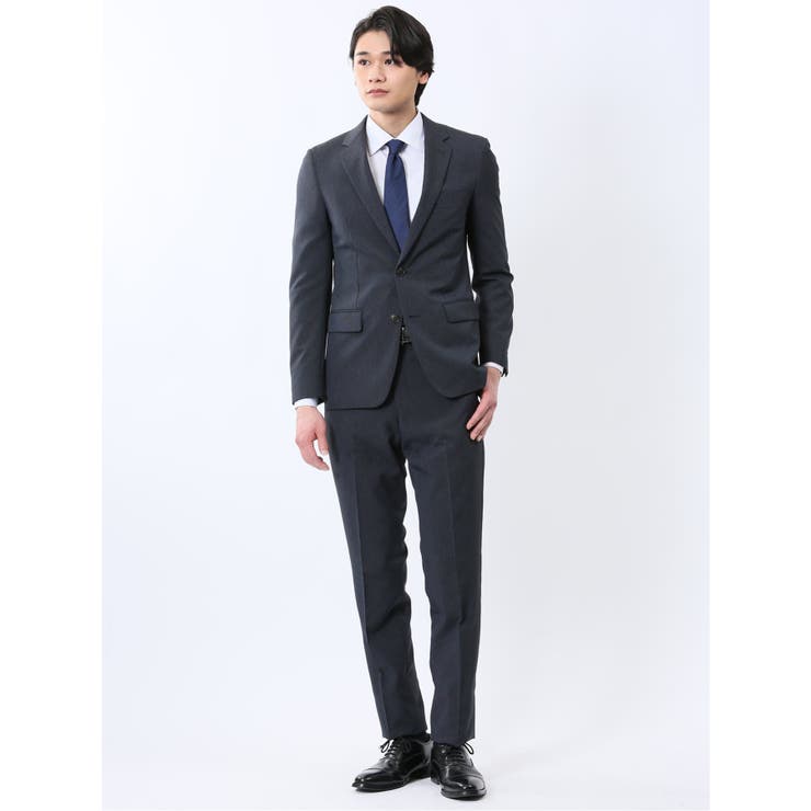 ストレッチウォッシャブル スリムフィット 2ボタン2ピーススーツ ストライプ紺 | TAKA-Q MEN | 詳細画像1