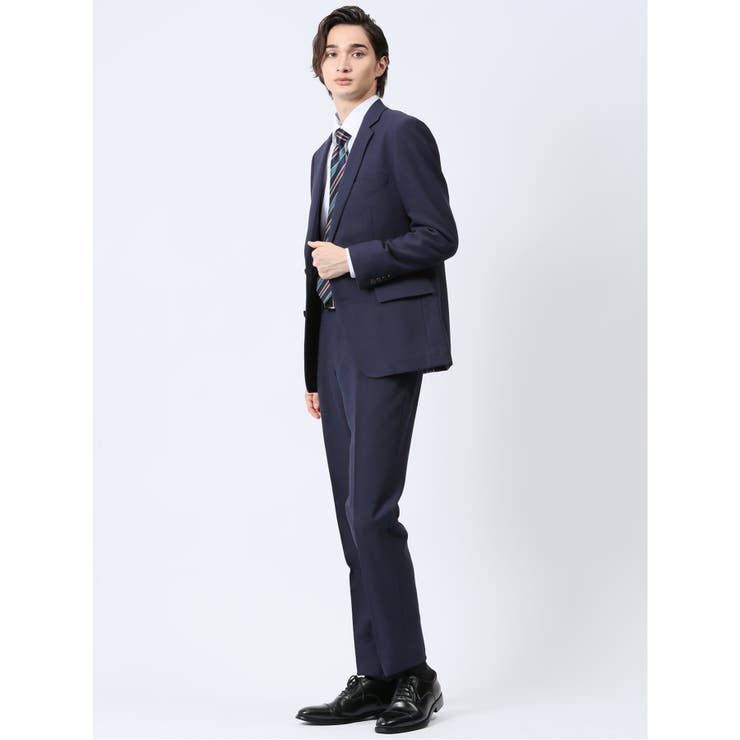 ストレッチウォッシャブル スリムフィット 2ボタン2ピーススーツ ストライプ紺 | TAKA-Q MEN | 詳細画像2 