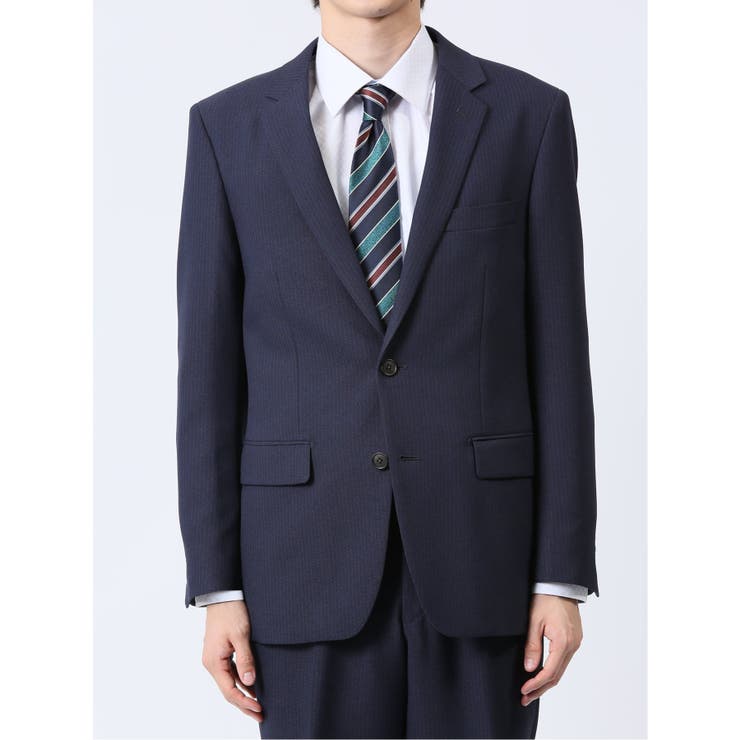 ストレッチウォッシャブル スリムフィット 2ボタン2ピーススーツ ストライプ紺 | TAKA-Q MEN | 詳細画像5 