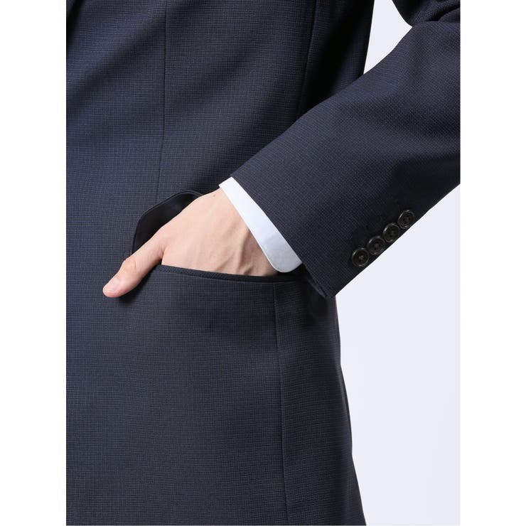 ストレッチウォッシャブル レギュラーフィット 2ボタン3ピーススーツ 組織紺 | TAKA-Q MEN | 詳細画像7 