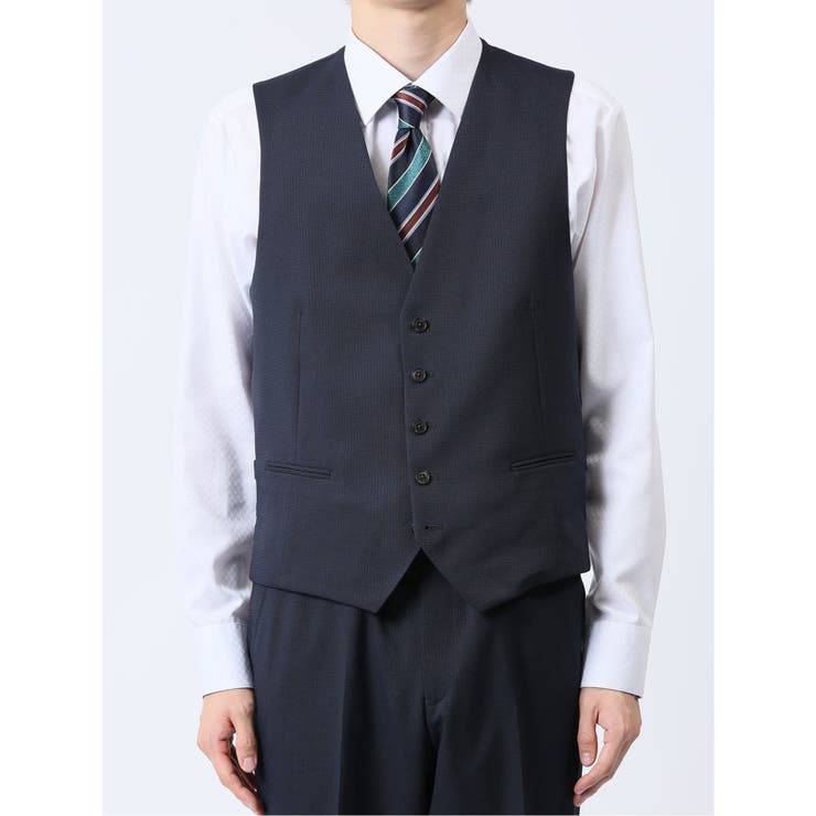 ストレッチウォッシャブル レギュラーフィット 2ボタン3ピーススーツ 組織紺 | TAKA-Q MEN | 詳細画像9 