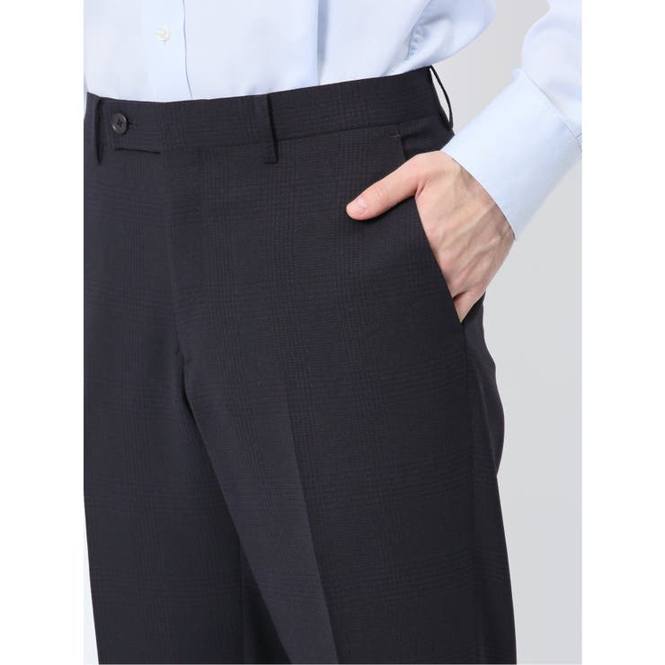 軽量メッシュ レギュラーフィット 2ボタン2ピーススーツ チェック紺 | TAKA-Q MEN | 詳細画像12