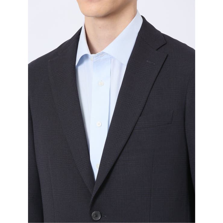 軽量メッシュ レギュラーフィット 2ボタン2ピーススーツ チェック紺 | TAKA-Q MEN | 詳細画像8