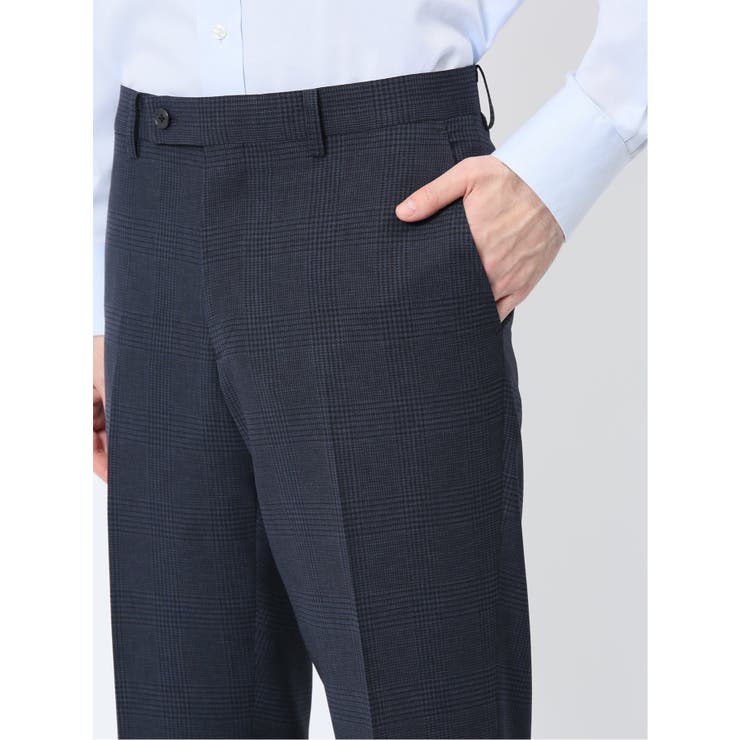 軽量メッシュ レギュラーフィット 2ボタン2ピーススーツ チェック青 | TAKA-Q MEN | 詳細画像12